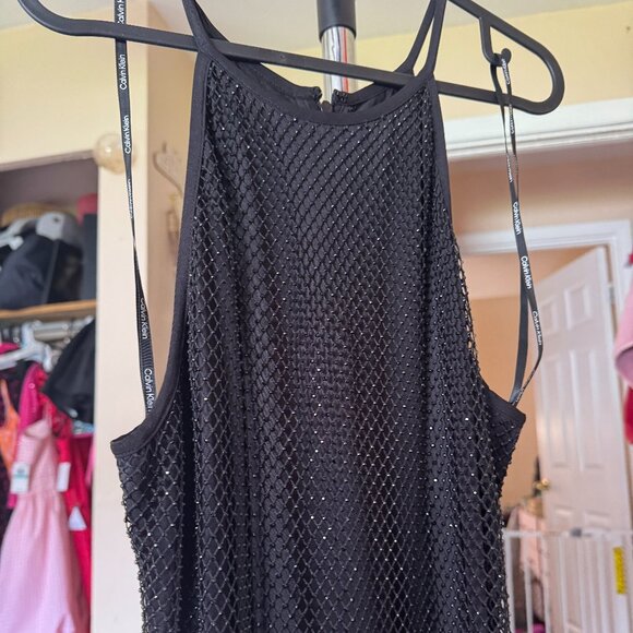 Calvin Klein Dresses & Skirts - Calvin Klein Jeweled Fishnet/Mesh ankle length racerback cocktail dress
